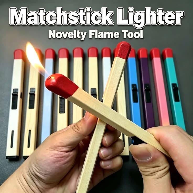 Matchstick-Shaped Refillable Butane Gas Lighter – Long Handle Kitchen, Candle & BBQ Igniter